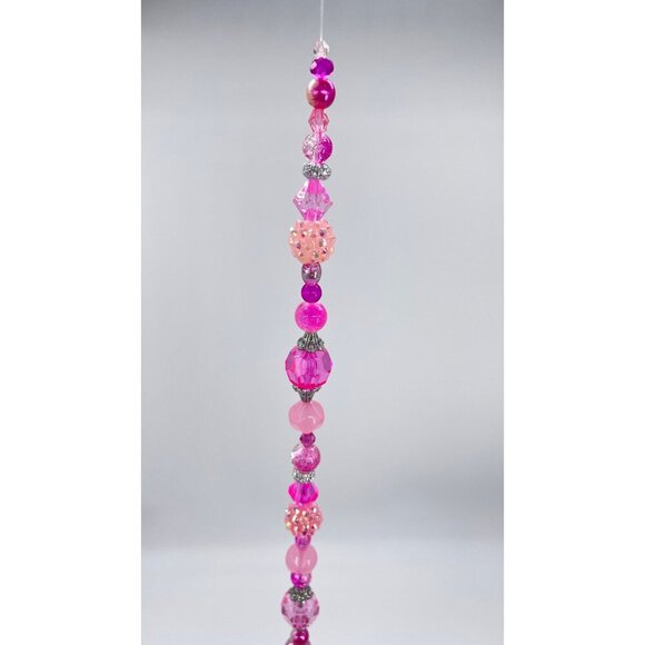 Beaded Suncatcher Pink Crystal Prism Hanging Patio Decor Yard Art Tree Jewelry - Picture 7 of 9